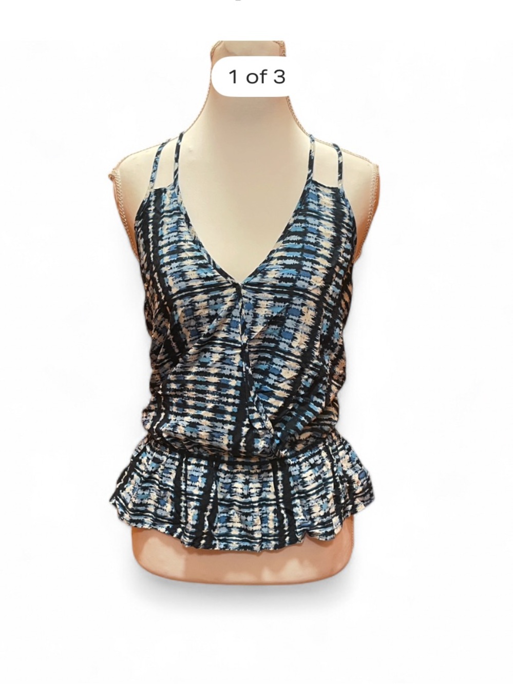 Forever 21 Blue & Black Abstract Print Tank Top